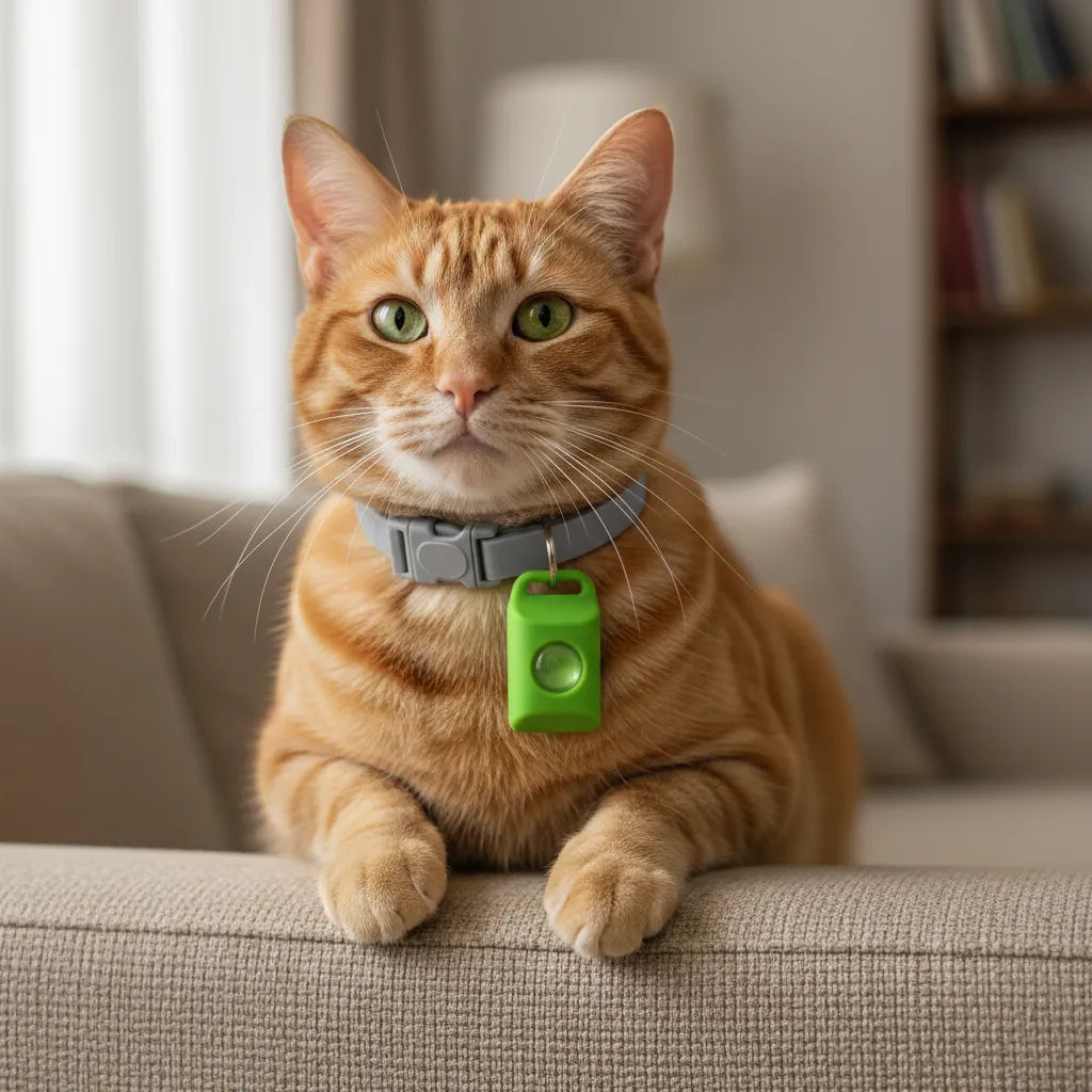 Chat portant le collier AVERA et son pendentif
